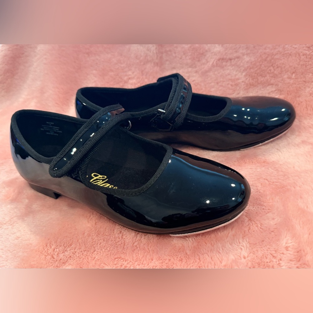 Dance Class Black Tap glossy Shoes Girls Size 1 – Tap Plates
